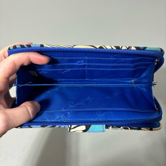 Vera Bradley Blue Bayou Clutch Turn Lock Wallet Zipper Blue - Picture 7 of 10
